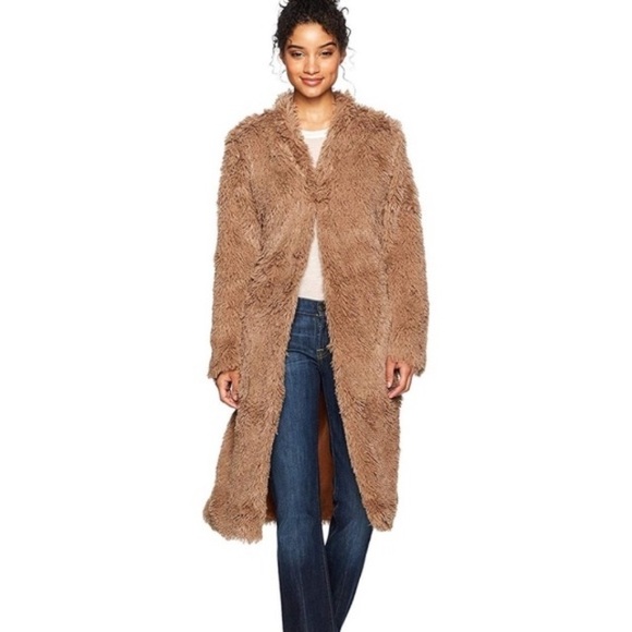 Angie Jackets & Blazers - Angie Teddy Long Furry Light Brown Coat